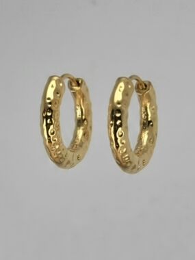 Gold Textured Hoop Earrings - Women Jewelry